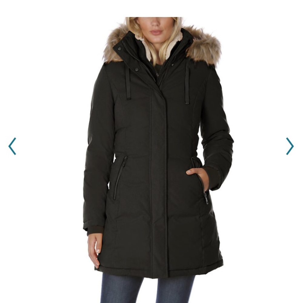NWOT Halitech faux fur hooded puffer coat